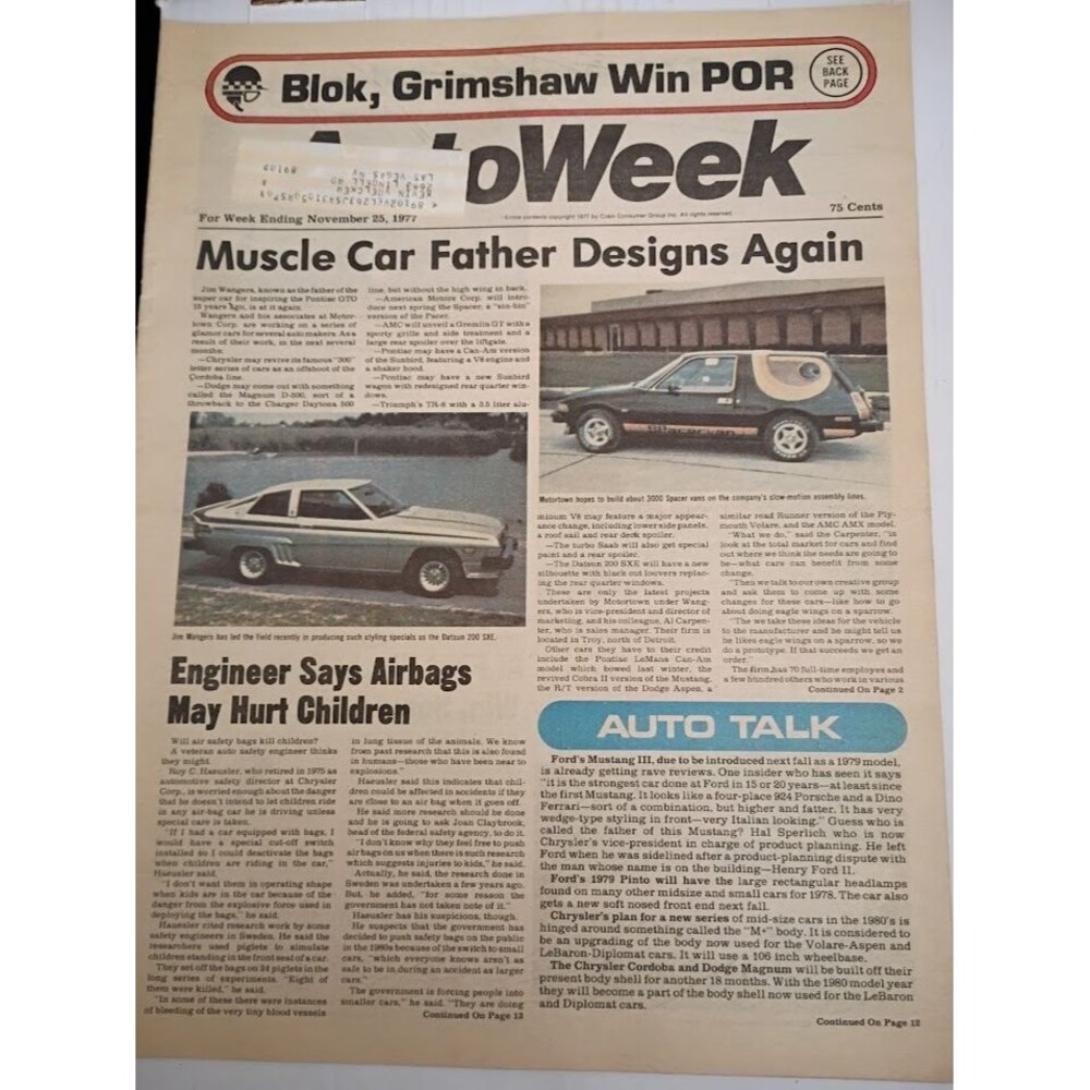 AutoWeek Magazine - November 25, 1977
